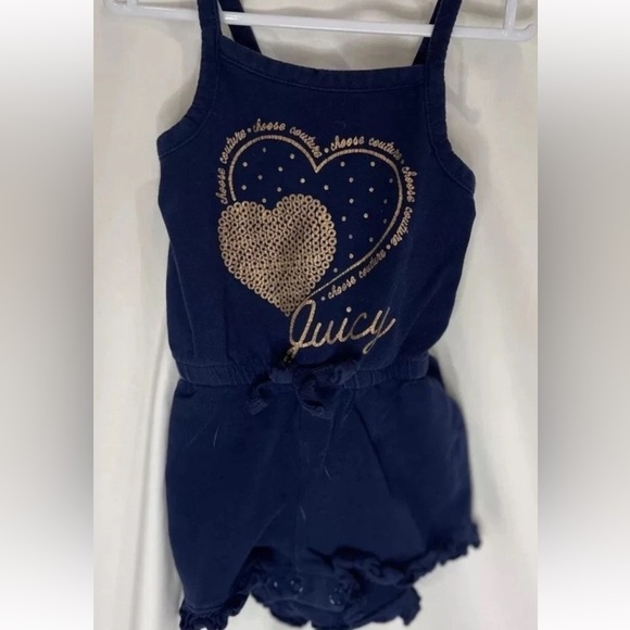 Juicy Couture Baby Romper Jumpsuit Blue/Gold Size 12M - Picture 1 of 6